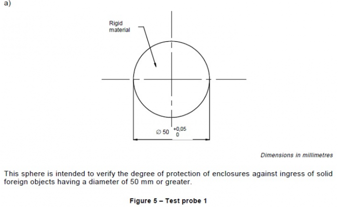 IEC 60950-1 Điều khoản 4.2.5 Vỏ bọc chống lại đầu dò thử nghiệm xâm nhập 1 Hình 5 Ф50mm 0