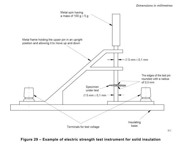 IEC 62368-1 Hình 29 Thiết bị kiểm tra độ bền điện cho cách điện hoặc vật liệu rắn 0
